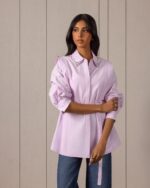 Light purple shirt with waist belt