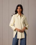 Yellow shirt with waist belt