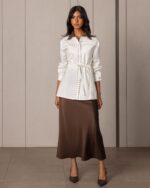 Off-white shirt with brown studded collar - Image 2