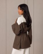 Stylish brown shirt with waist belt - Image 3