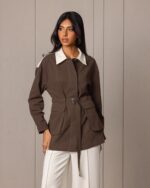 Stylish brown shirt with waist belt