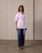 Light purple shirt with waist belt - Image 3