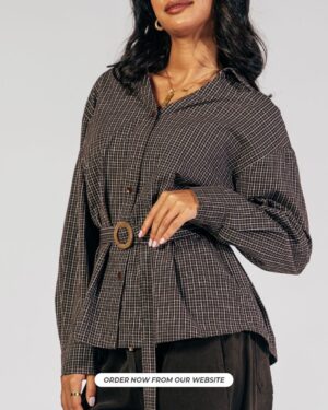 Checked Shirt with waist belt-jawavog