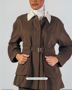 Stylish brown shirt with waist belt - Jawavog