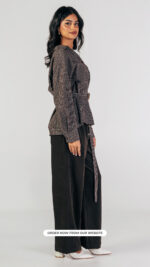 Checked Shirt with waist belt-jawavog - Image 3