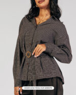 Checked Shirt with waist belt-jawavog - Image 2