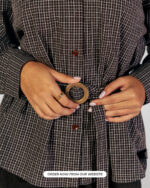 Checked Shirt with waist belt-jawavog - Image 8