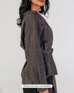 Checked Shirt with waist belt-jawavog - Image 9