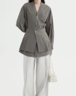 Gray shirt & adjustable skirt -Jawavog - Image 4