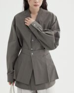 Gray shirt & adjustable skirt -Jawavog - Image 3