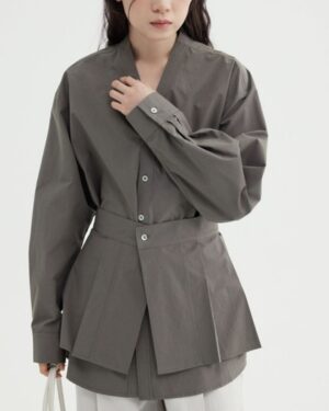 Gray shirt & adjustable skirt -Jawavog