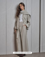 Relaxed Fit Jacket | Drape- Collar Free Size Jacket-| Light Gray - Image 4