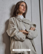 Relaxed Fit Jacket | Drape- Collar Free Size Jacket-| Light Gray - Image 3