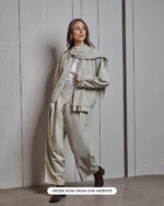 Women's High|Waist Pleated Palazzo Trousers| Stone Gray - Image 4