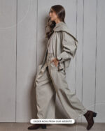 Women's High|Waist Pleated Palazzo Trousers| Stone Gray - Image 5