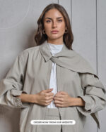 Relaxed Fit Jacket | Drape- Collar Free Size Jacket-| Light Gray - Image 9