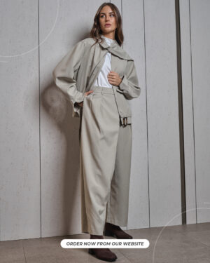 Women's High|Waist Pleated Palazzo Trousers| Stone Gray