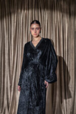 Velvet Wrap Dress -Black - Image 6