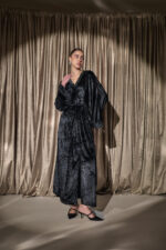 Velvet Wrap Dress -Black - Image 2