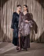 Velvet Wrap Dress - Mauve Brown - Image 5