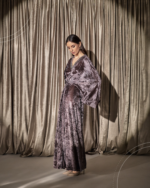 Velvet Wrap Dress - Mauve Brown - Image 3