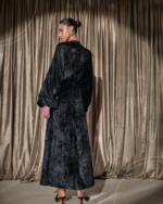 Velvet Wrap Dress -Black - Image 7