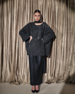 Crystal Set with Leather Skirt-Black
