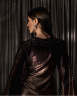 ⁦Classic Silk Dress – Brown to Beige⁩ - الصورة ⁦8⁩