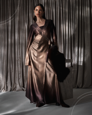 Classic Silk Dress – Brown to Beige