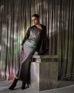 Classic Silk Dress – Brown to Grey