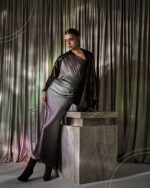 Classic Silk Dress – Brown to Grey